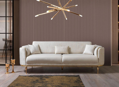 Sofa 3Sitzer Designer Sofa Couch Polster Sofas Textil Weiß Modern Dreisitzer